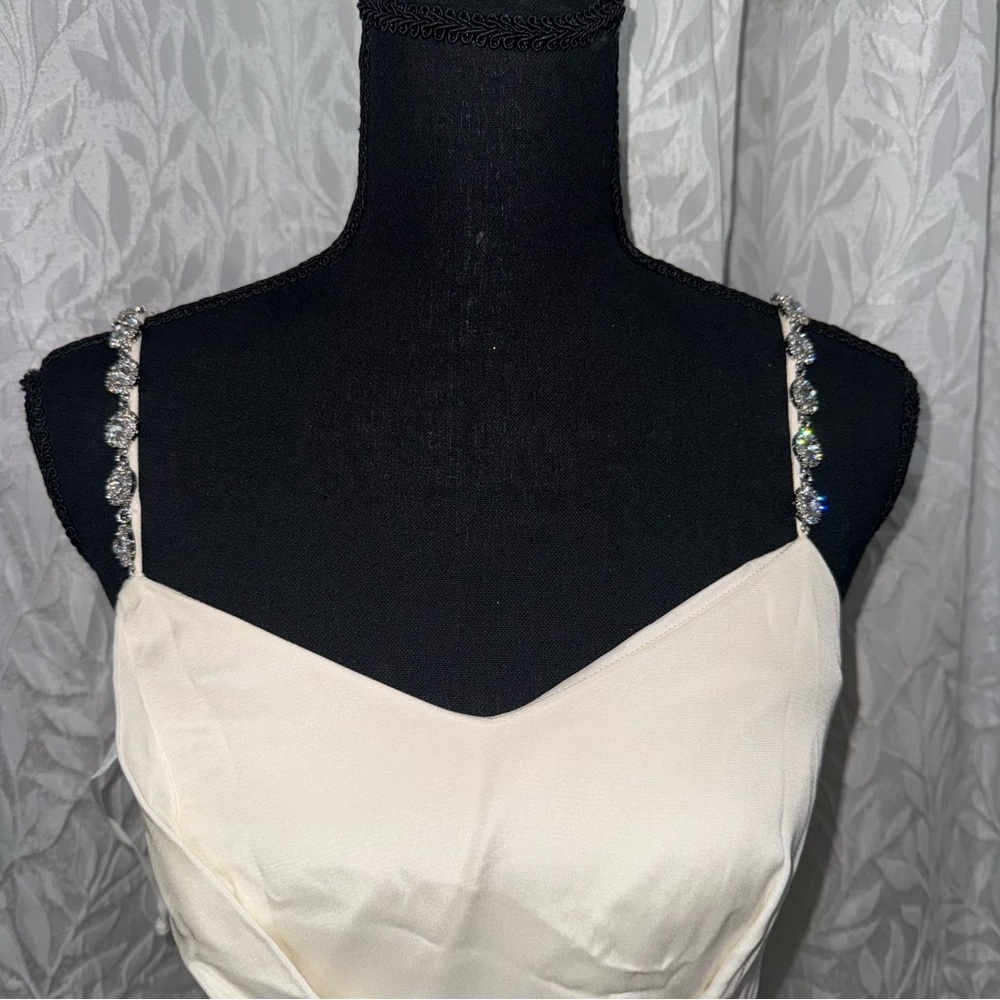 Ann Taylor ivory white and silver straps size 0 NWT bridal prom wedding dress - Picture 2 of 16